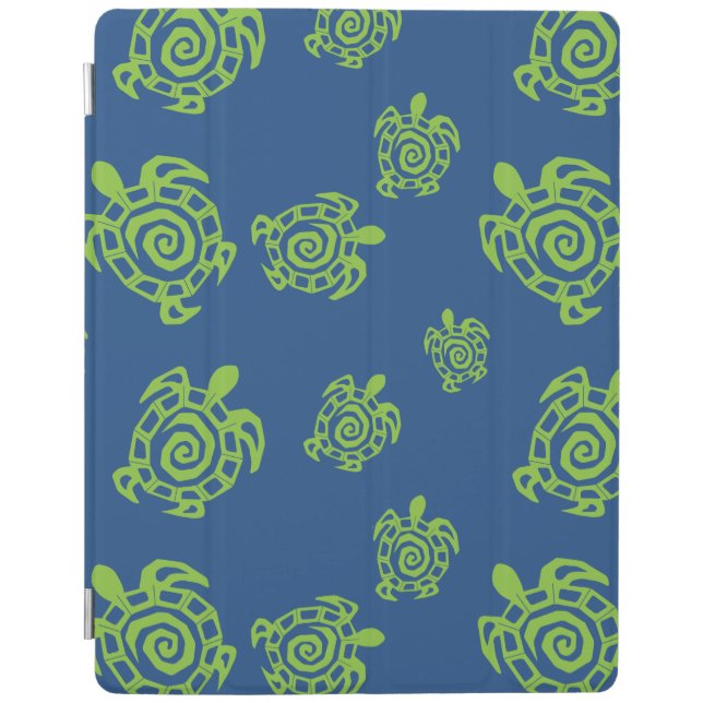 Turtle Green and Blue Print iPad Smart Cover (Front)