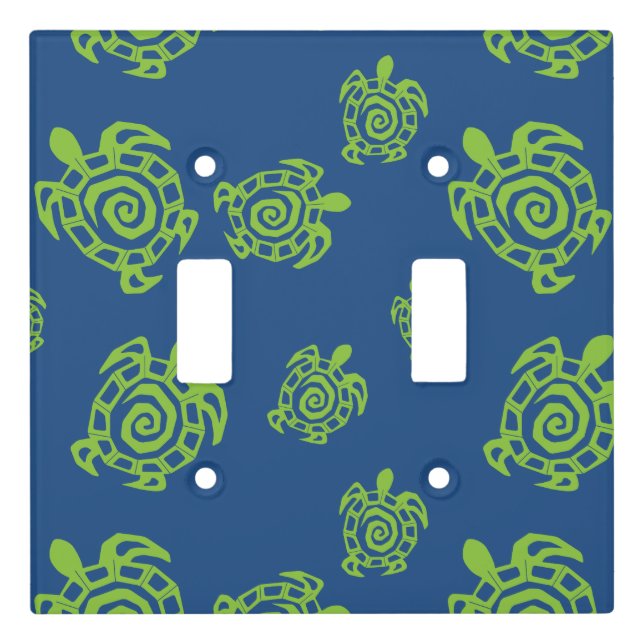 Turtle Green and Blue Print Light Switch Cover (Front)