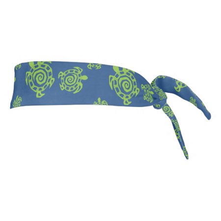 Turtle Green And Blue Print Tie Headband