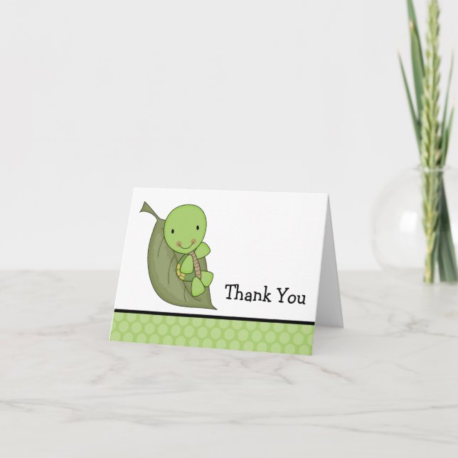 Turtle Green Dots Baby Shower Thank You Card (Front)
