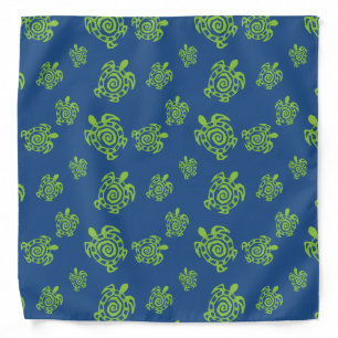 Turtle Green on Blue Bandana