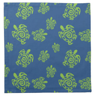 Turtle Green on Blue Cloth Napkin