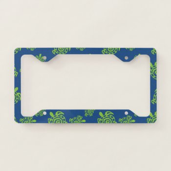 Turtle Green On Blue Field License Plate Frame by ITDWildMe at Zazzle