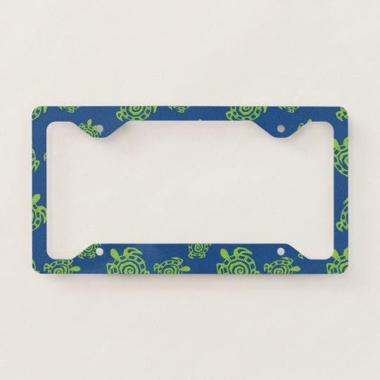 Turtle Green on Blue field License Plate Frame