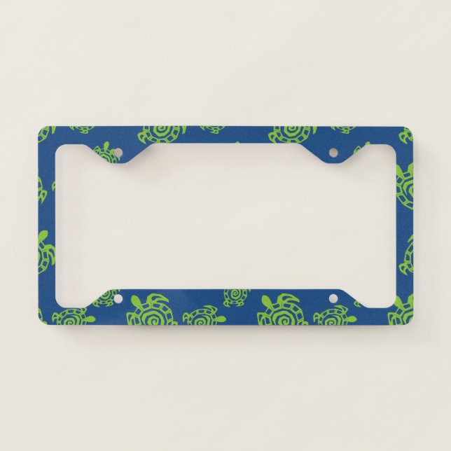 Turtle Green on Blue field License Plate Frame (Front)