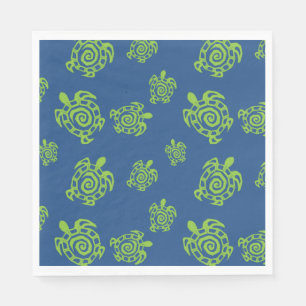 Turtle Green on Blue Napkins