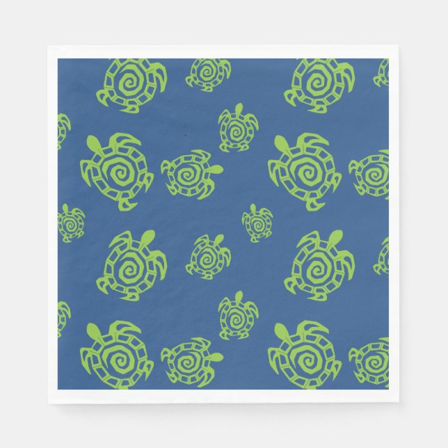 Turtle Green on Blue Napkins (Front)