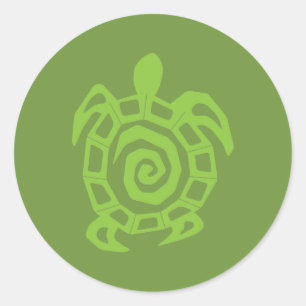 Turtle Green Print Classic Round Sticker