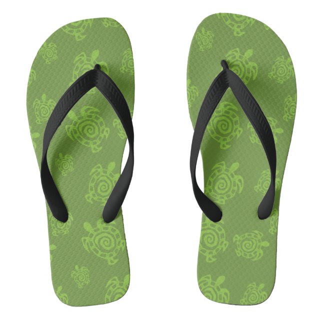 Turtle Green Print Flip Flops (Footbed)