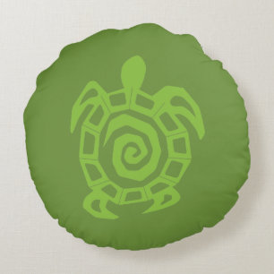 Turtle Green Print Round Pillow