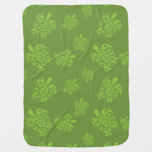 Turtle Green Print Swaddle Blanket