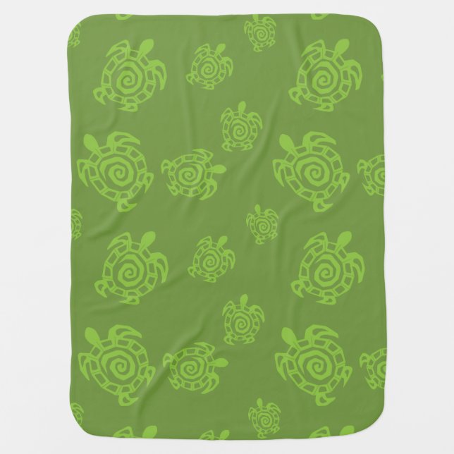 Turtle Green Print Swaddle Blanket (Front)