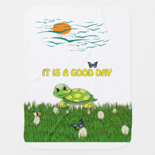turtle Green shell Happy Good day Positive Energy Baby Blanket