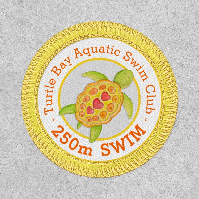 Turtle green yellow orange swimmer achievement patch (Front)