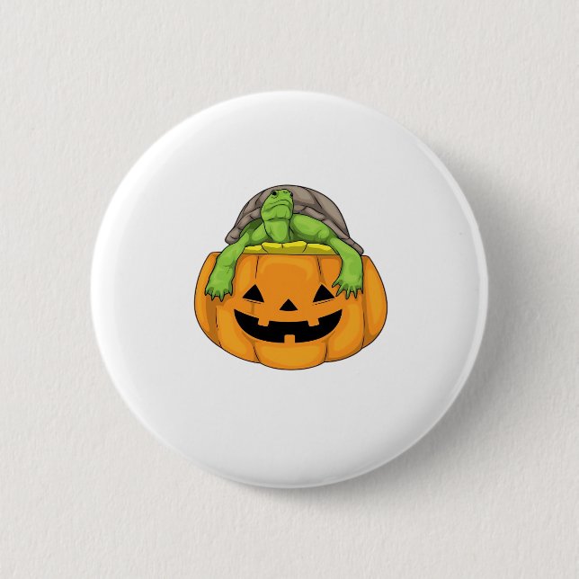 Turtle Halloween Pumpkin Classic T-Shirt_1 Button (Front)