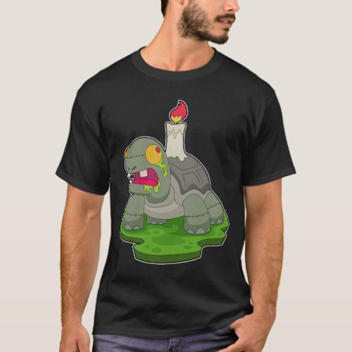 Turtle Halloween Zombie Candle T_Shirt