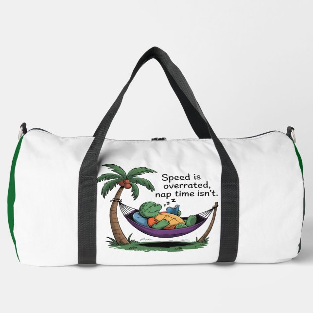 Turtle Hammock Nap Time Overrated Duffle Bag (Front)