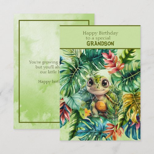 Turtle Happy Birthday To a Special Grandson 