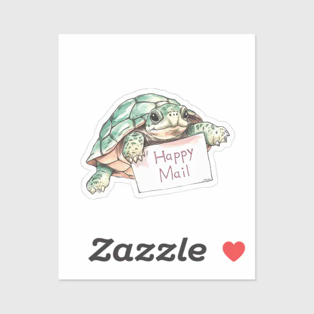 Turtle Mail Turtle, Happy Mail, Sticker | Zazzle