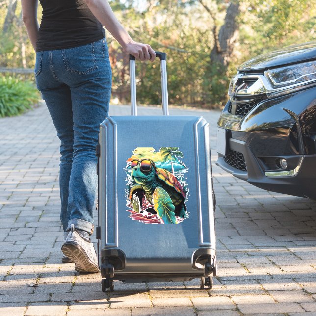 Turtle Hawaiian Sea Turtles Hawaii Beach Palm Sticker (Suitcase Insitu)