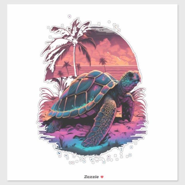Turtle Hawaiian Sea Turtles Hawaii Beach Sunset Co Sticker (Sheet)