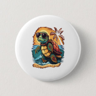 Turtle Hawaiian Sea Turtles Hawaii Tropical Beach Button