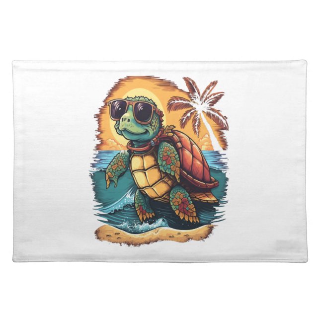 Turtle Hawaiian Sea Turtles Hawaii Tropical Beach Cloth Placemat (Front)