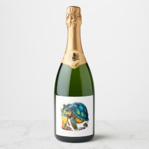 Turtle Hawaiian Sea Turtles Pineapple Aloha Copy C Sparkling Wine Label