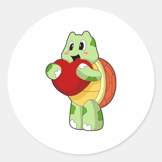 Turtle Heart Classic Round Sticker (Front)