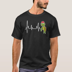 Turtle Heartbeat Santa Hat Christmas Pajama Xmas T-Shirt