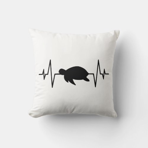 turtle heartbeat throw pillow