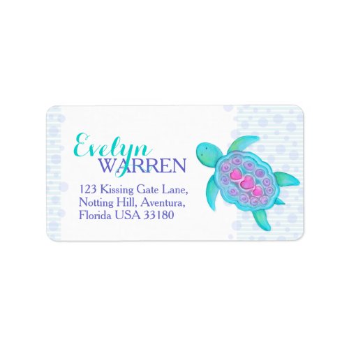 Turtle hearts whimsy watercolor address labels