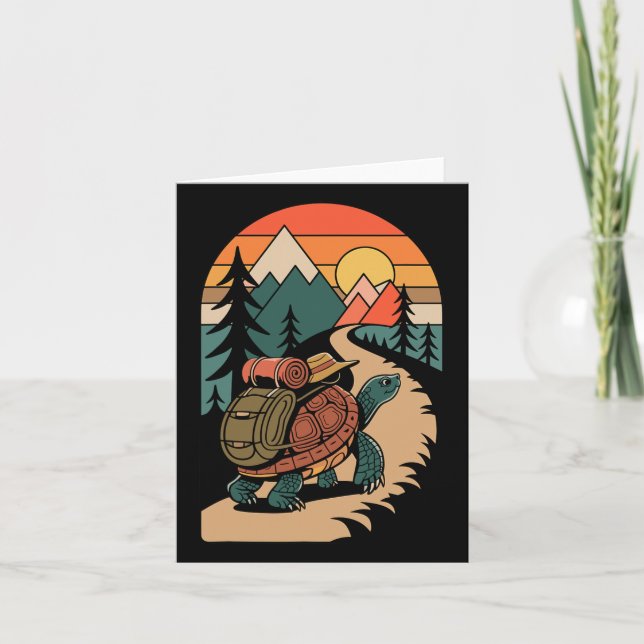 Turtle Hiking Camping Camp Camper Backpacking  Card (Front)