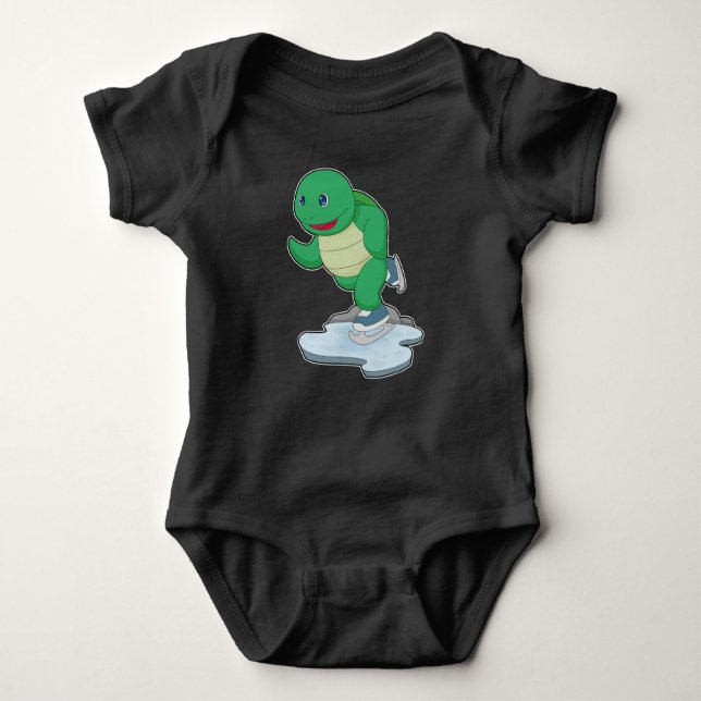 Turtle Ice skating Ice skates Baby Bodysuit (Front)