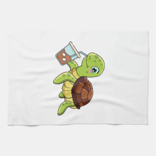 Turtle iced coffee kitchen towel