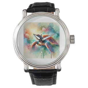 Turtle in a Vibrant Oasis 310824AREF144 - Watercol Watch