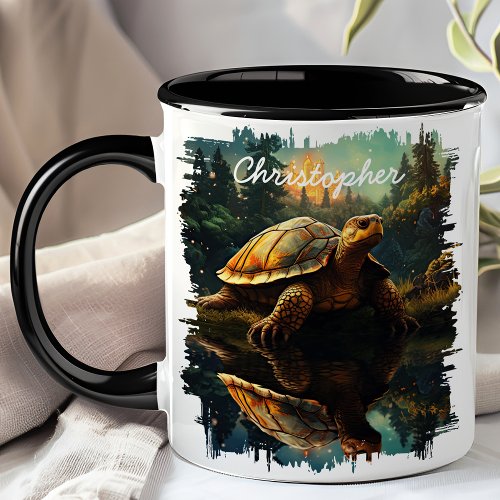 Turtle In Forest Reflection Mug