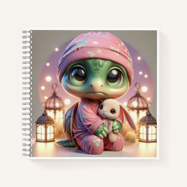 Turtle in Pink Pajamas, by Natasha Us   Notebook (Front)