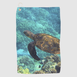 turtle in the sea golf towel