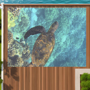 turtle in the sea outdoor rug