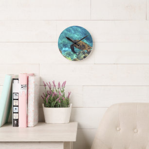 turtle in the sea round clock