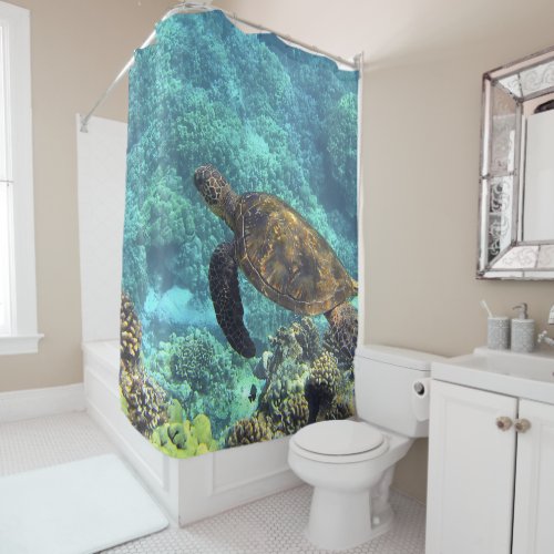 turtle in the sea shower curtain