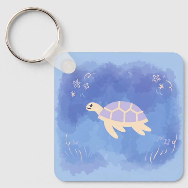Turtle in the water keychain (Front)
