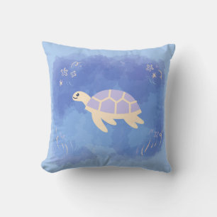 Turtle in the water throw pillow