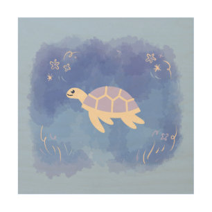 Turtle in the water wood wall art