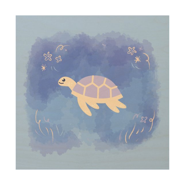 Turtle in the water wood wall art (Front)