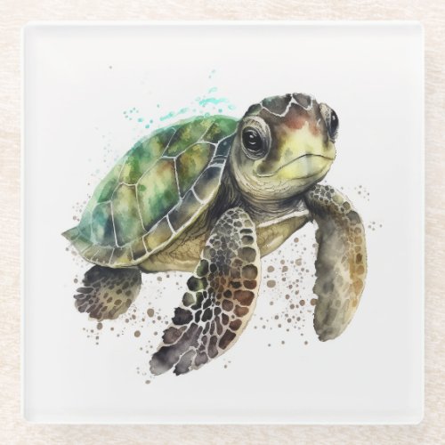 Turtle in Watercolor Coaster