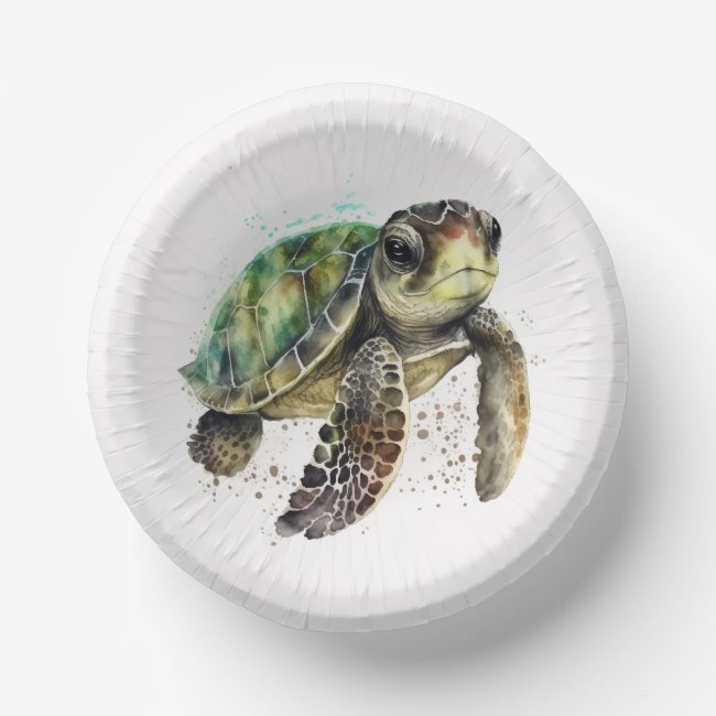 Turtle in Watercolor Paper Bowls