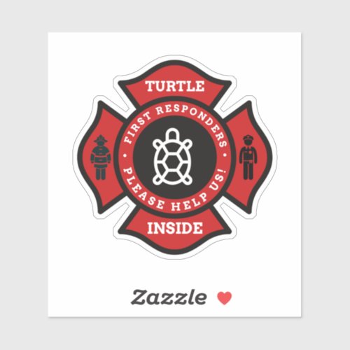 Turtle Inside Pet Alert For Fire Department Sticker