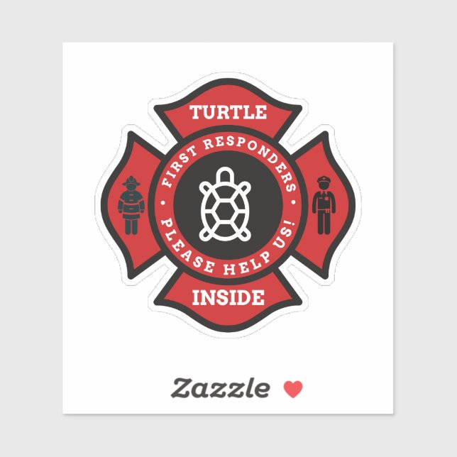 Turtle Inside Pet Alert For Fire Department Sticker (Sheet)